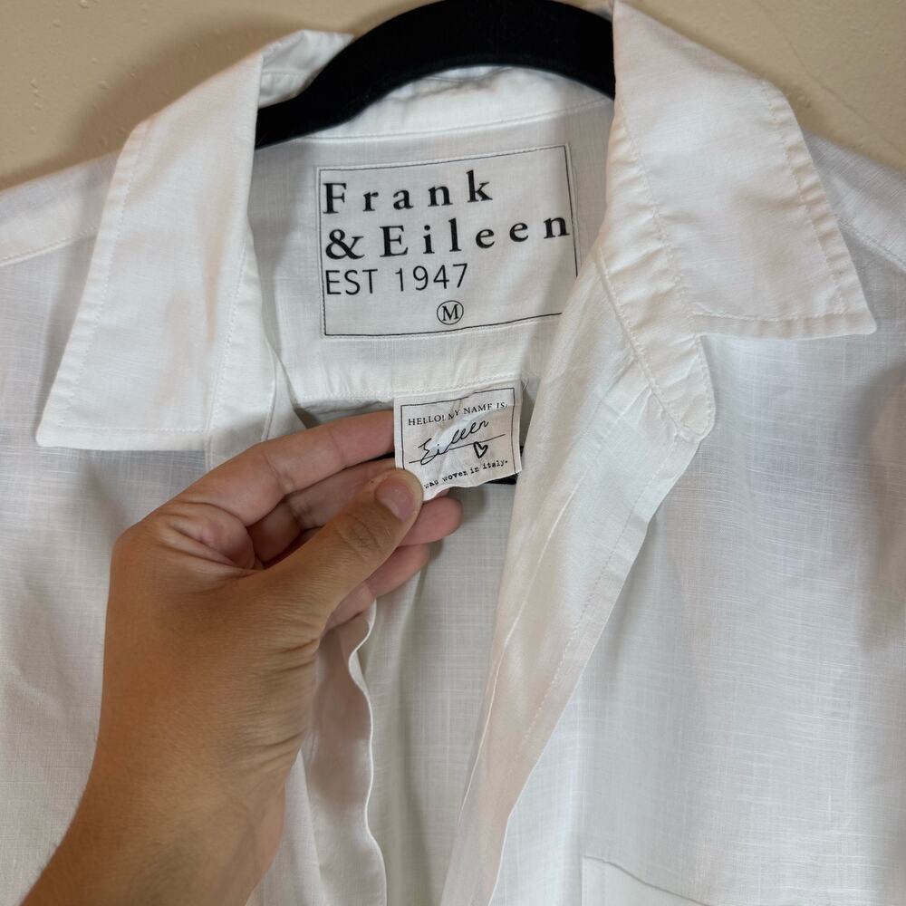 Frank & Eileen White Cotton Eileen Relaxed Button-Up Shirt sz Medium - Picture 4 of 6